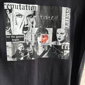 Taylor Swift Reputation Album Graphic Tee Black XL 100% Cotton